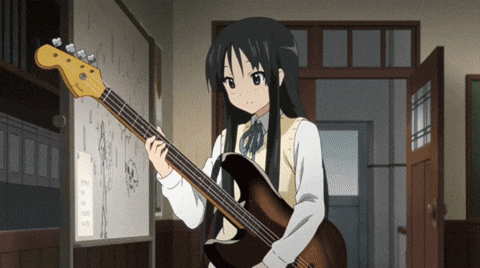 Anime Mio Akiyama Getting Caught Hugging A Guitar GIF