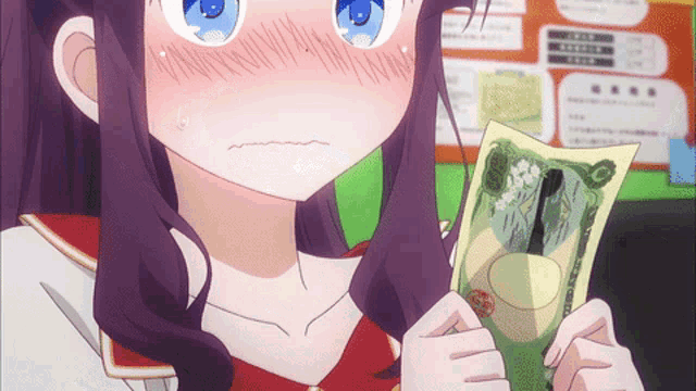 Anime Money Hifumi Blush New Game! GIF