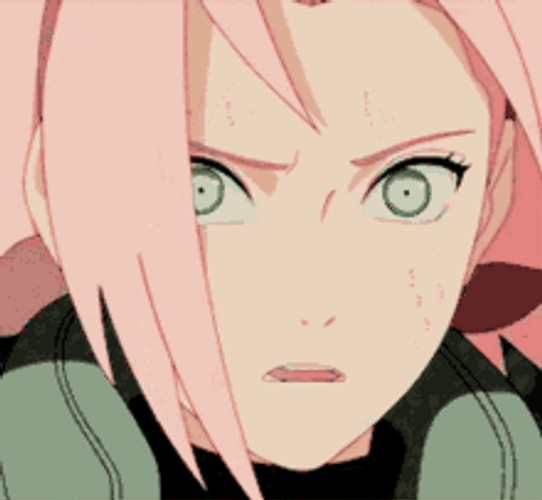 Anime Naruto Sakura Haruno Angry Eyes Pink Hair GIF