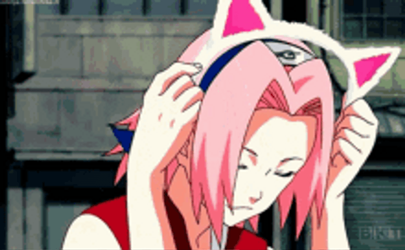 Anime Naruto Sakura Haruno Cute Cat Ears GIF