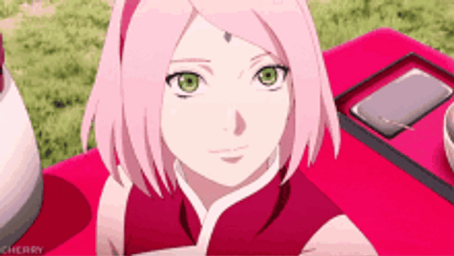 Anime Naruto Sakura Haruno Talking Stare Pink Hair GIF