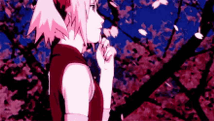 Anime Naruto Sakura Haruno Thinking Cherry Blossoms GIF