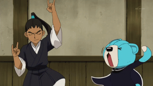 Anime Nishiki Ryouma And Wandaba Funny Dance GIF