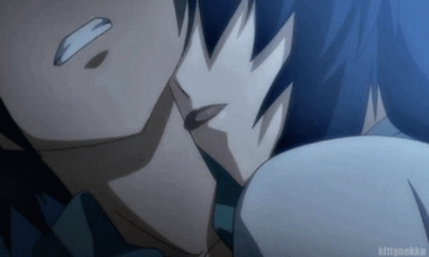 Anime Omamori Himari Neck Kissing GIF
