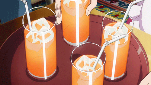 Anime Orange Juice Glasses GIF