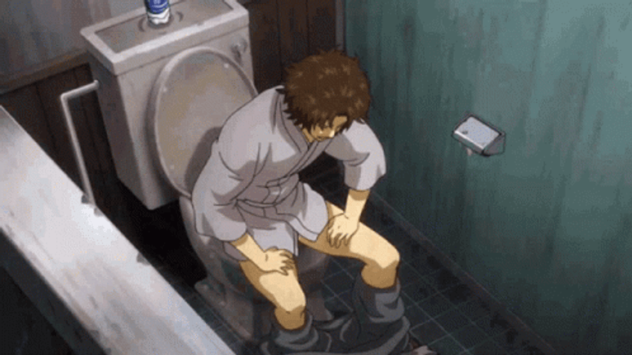 Anime Panicking Out Of Toilet Paper GIF