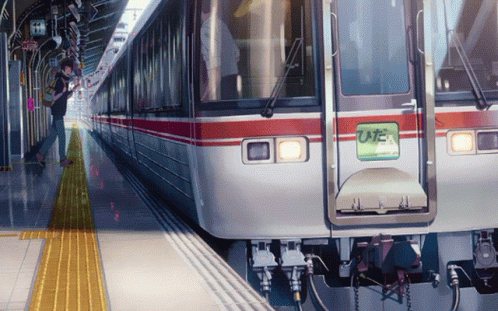 Anime People Getting On A Train GIF
