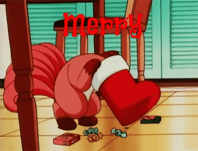 Anime Pokemon Vulpix Stuck In Christmas Sock GIF