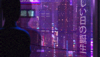 Anime Purple Window View GIF