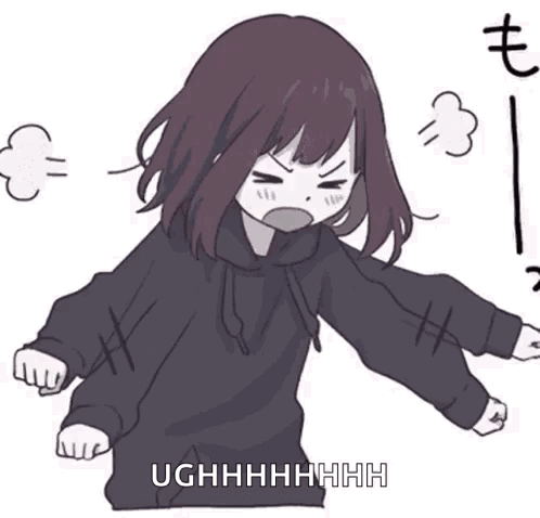 Anime Rage Cute Girl In Black Hoodie GIF