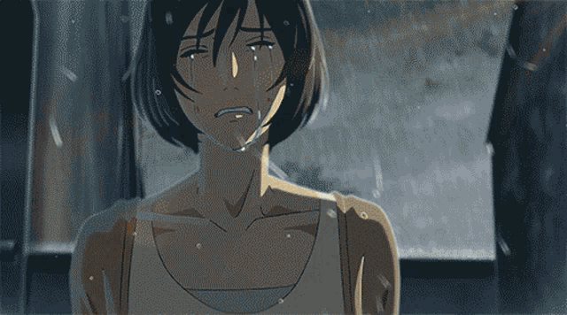 Anime Rain Crying Run Yukino GIF