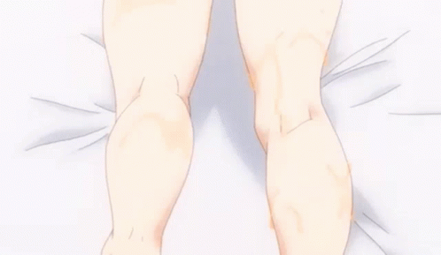 Anime Red Nails Doing Foot Massage GIF