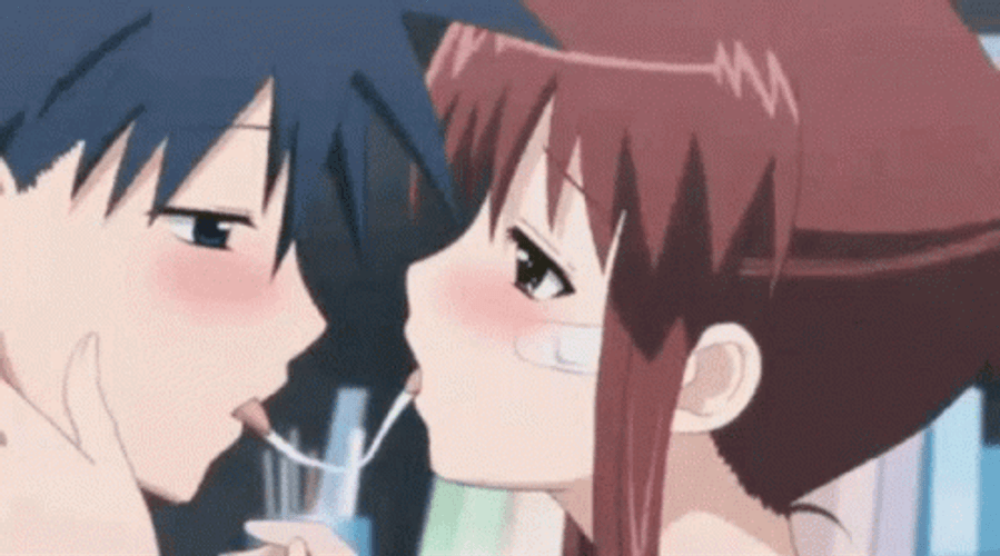 Anime Riko And Keita Kissing GIF