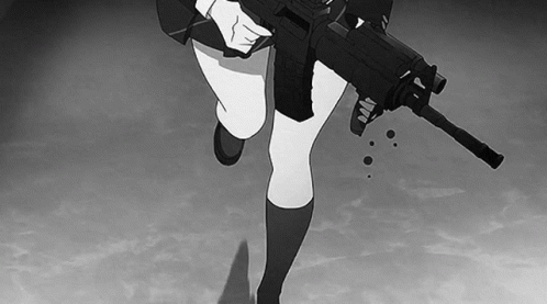 Athletic Anime Running Gun GIF