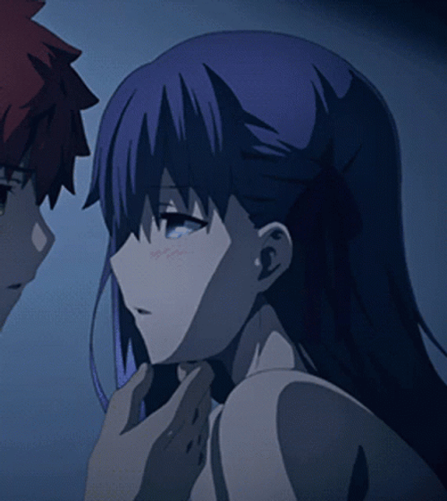 Anime Sakura Matou Kissing Fate Series GIF