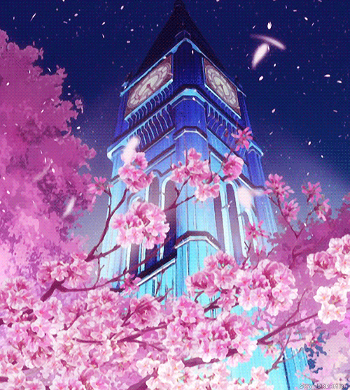 Anime School Tumblr Flower Falling Petals GIF
