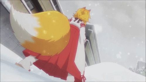 Anime Senko Jump Into Snow Winter GIF