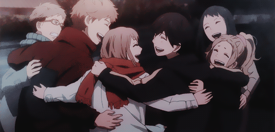 Anime Show Orange Group Hug GIF