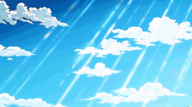 Anime Sky Sunrays Shining Over City GIF