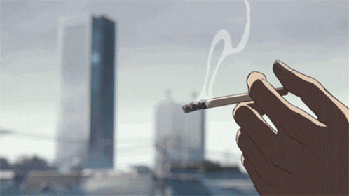 Anime Smoking Skyscraper Background GIF