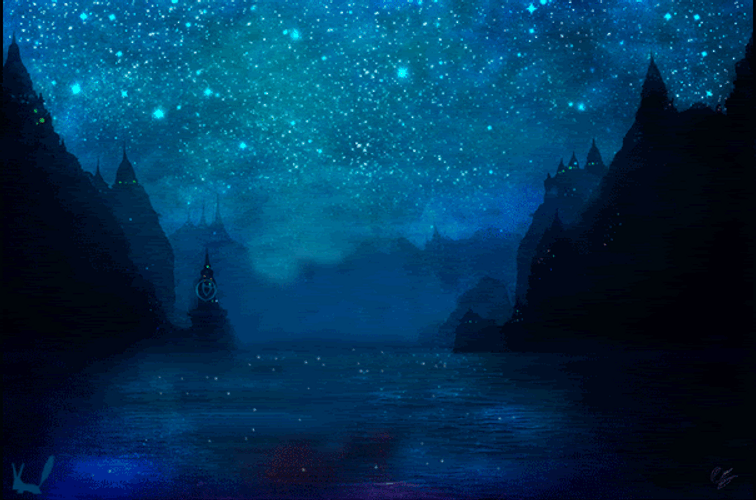 Galaxy anime landscape Art Print by TofuCat | Society6