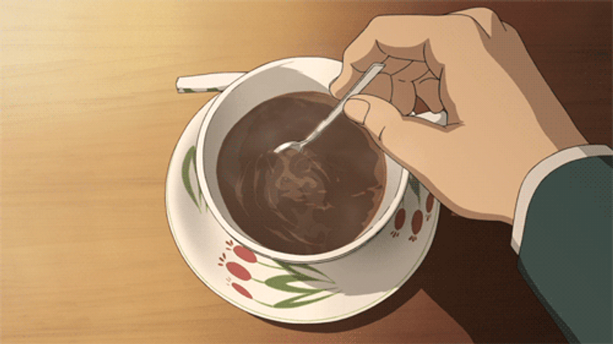 Anime Stirring Coffee GIF