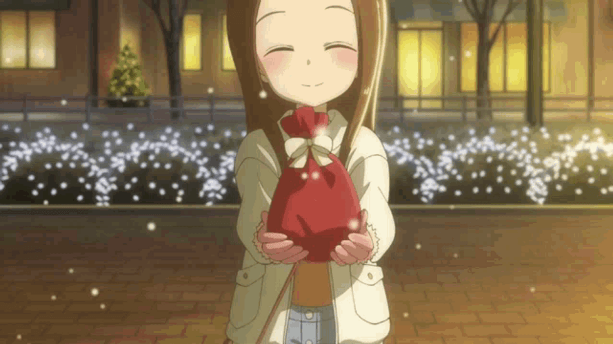 Anime Teasing Master Takagi-san Merry Christmas Giving Gift GIF