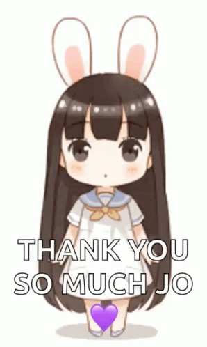 Charming Anime Girl Thank You Rabbit Ears GIF
