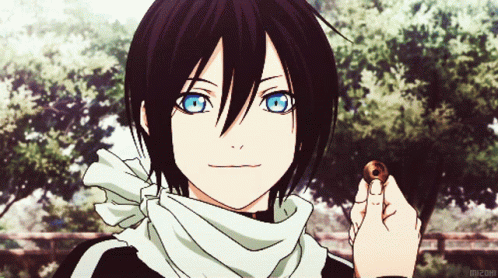 Anime Yato Sweet Smile Thank You Finger Heart GIF
