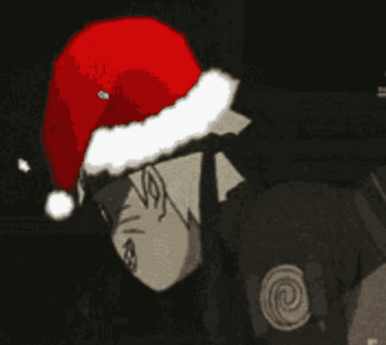 Anime Uzumaki Naruto Evil Laugh Christmas Hat GIF