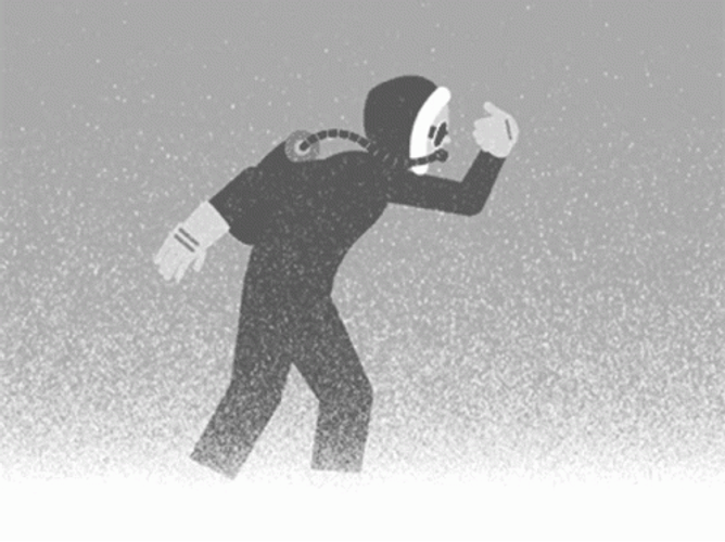 Anime Walking Harsh Blizzard GIF