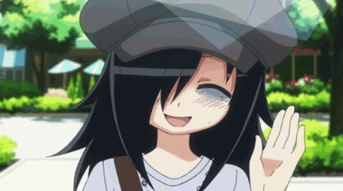 Anime Wave Of Watamote While Smiling GIF