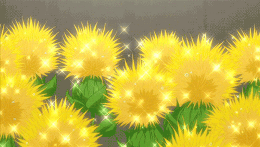 Anime Yellow Dandelion Flowers GIF
