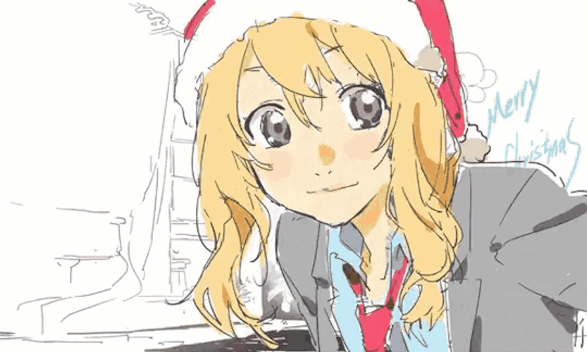 Anime Your Lie In April Kaori Miyazono Celebrating Christmas GIF