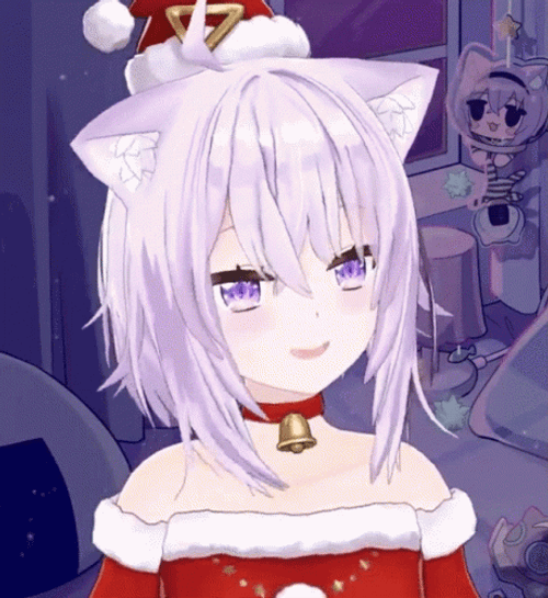 Anime Youtuber Nekomata Okayu Christmas Costume GIF