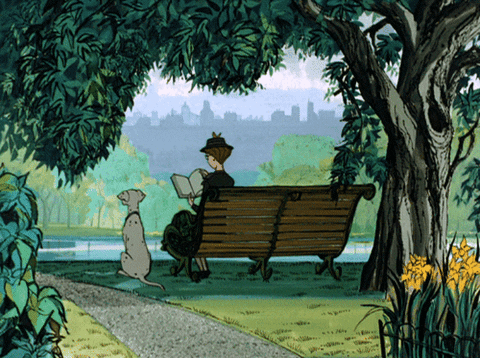 Anita Radcliffe Reading Book In Bench GIF