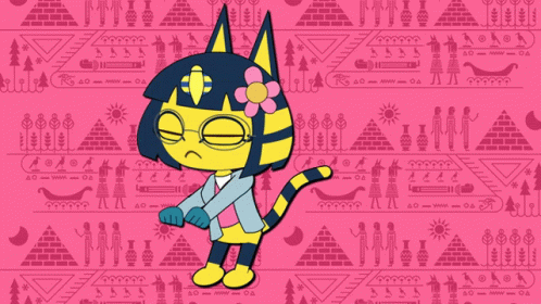 Ankha Grooving Pink Egyptian Pattered Walls GIF