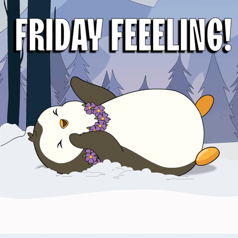 Anmated Penguin In Snow Friday Feeling GIF