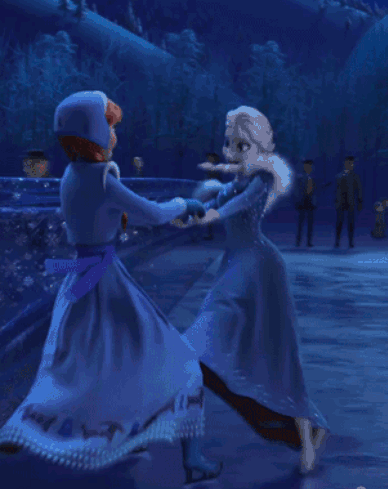 Anna And Elsa Ice Skating GIF