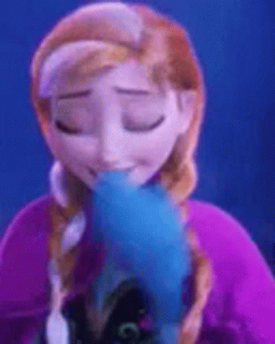 Anna From Frozen Is Eating Cotton Candy With Her Eyes Closed GIF
