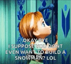 Anna from Frozen Looking at Snowman
