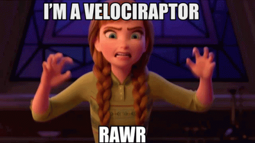 Anna From Frozen Saying I'm A Velociraptor Rawr GIF