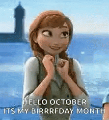 Anna From Frozen Says Hello October It's My Birrrfday Month GIF