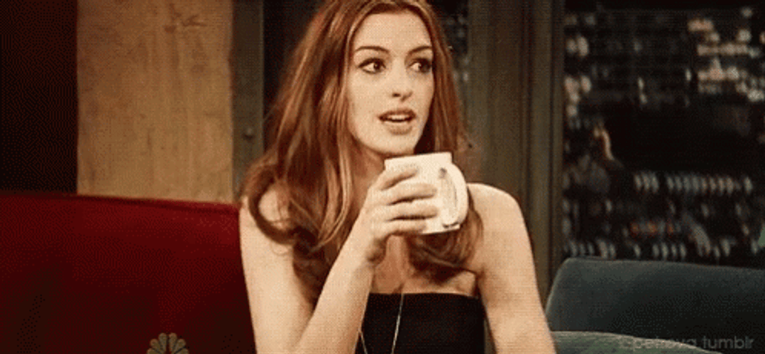 Anne Hathaway Drinking Coffee GIF
