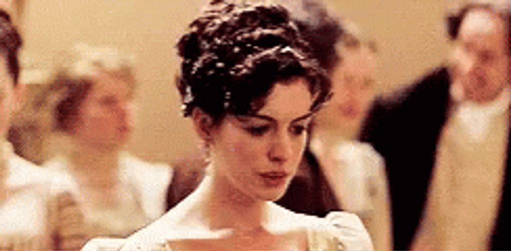 Anne Hathaway Looking Down GIF
