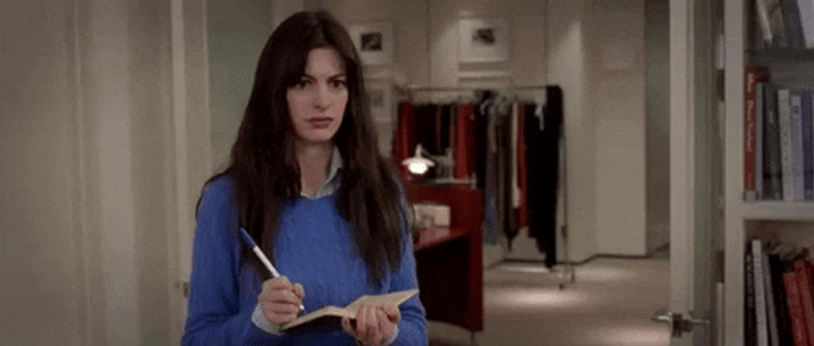 Anne Hathaway Taking Notes GIF