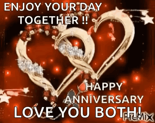 Anniversary Card Two Hearts Enjoy Your Day Together