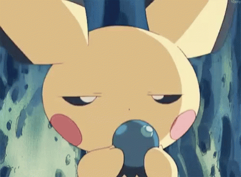 Annoyed Pichu Eating A Fruit GIF