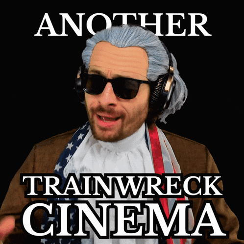 Another Trainwreck Cinema Poster With A Man In A Costume GIF