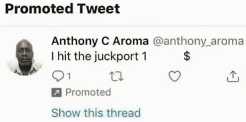 Anthony C Aroma Tweeted That He Hit The Jackport 1 Dollar Bill GIF